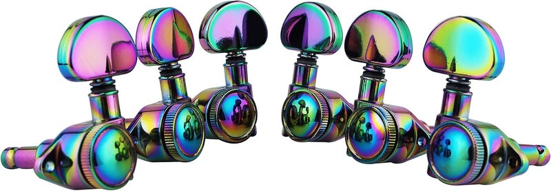 guyker High End Tuners Roto-Grip Locking Rotomatic 3x3 Lock String Tuning Key Pegs Chameleon Rainbow - Image 3